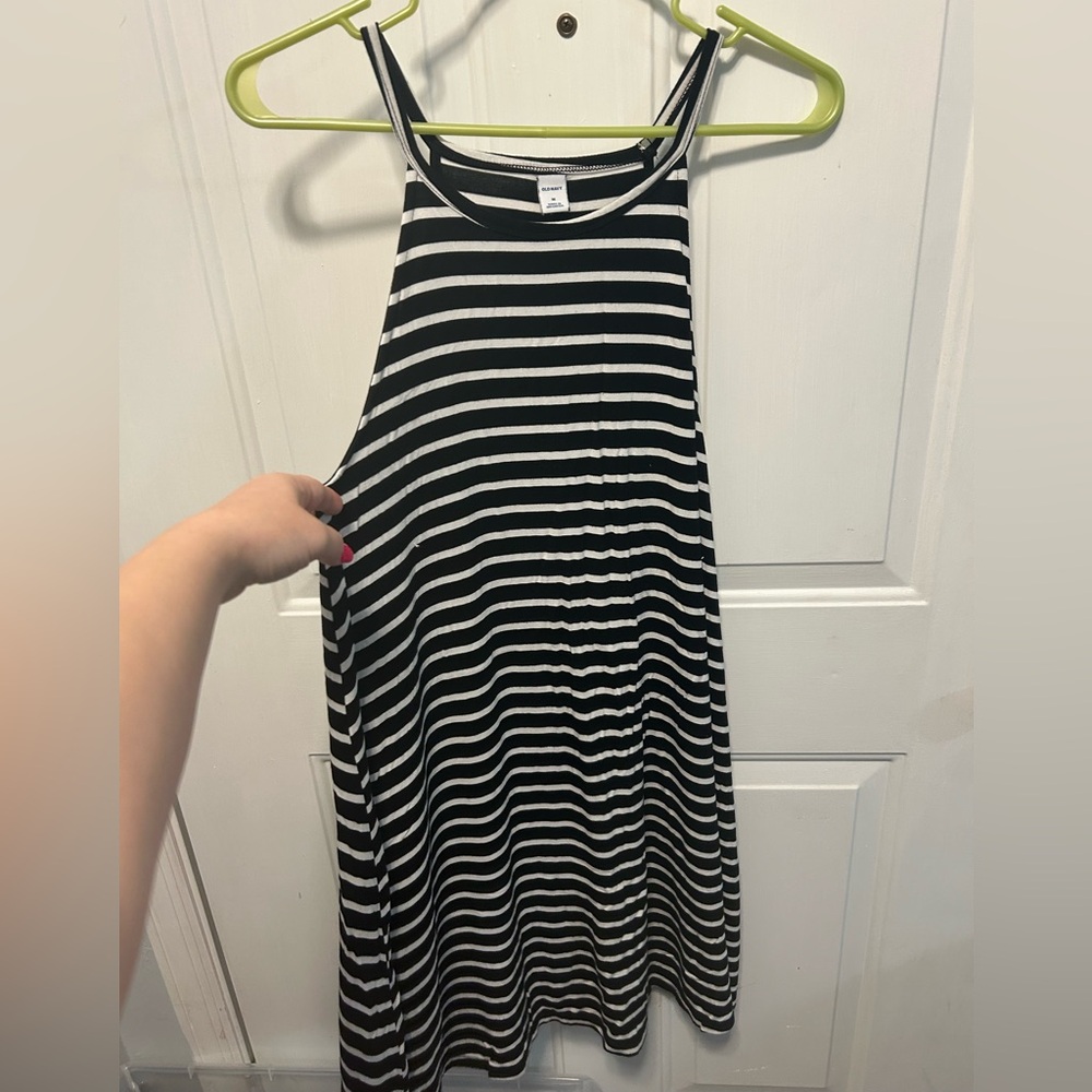 Old Navy Black and White Striped Swing Dress